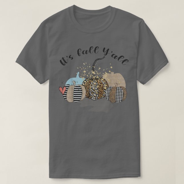 Tack för det fall Yall Leopard Pumpkins Autumn Vib T Shirt (Design framsida)