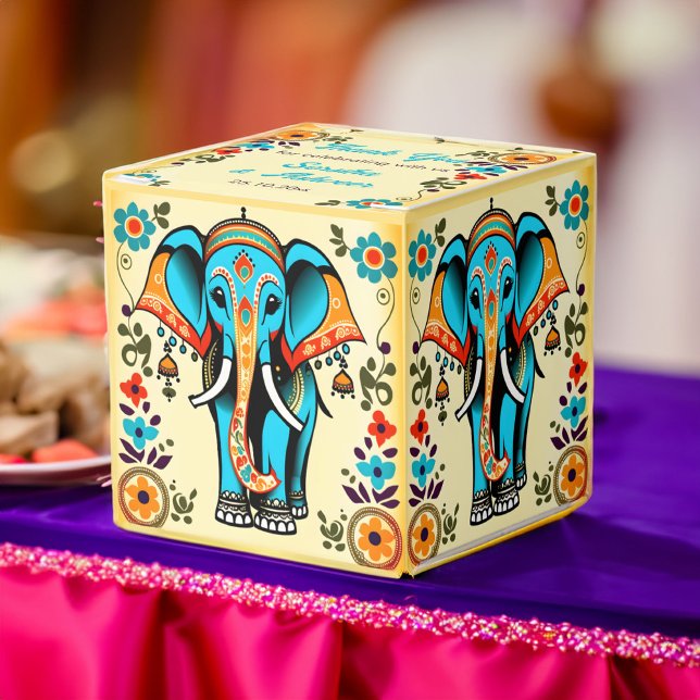 Tack för det griniga indiska elefanten bröllop presentaskar (Cute whimsical ornate Indian elephant favor gift box Indian wedding favors Mehndi Favors)