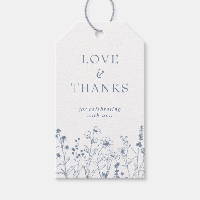 Tack för det minimalistiska Periwinkle Wildblomma Presentetikett (Framsidan)