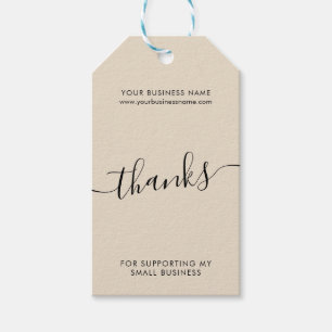 Tack för det moderna beige svarta manuset presentetikett