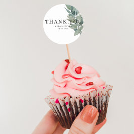 Tack för det moderna botaniska gröna bröllop. runt klistermärke