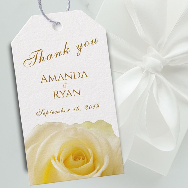 Tack för det moderna Eleganten Ro Blommigt Bröllop Presentetikett (Skapare uppladdad)