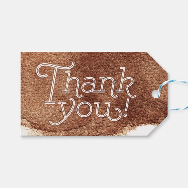 Tack för det moderna enkla bröllop-tack för koppar presentetikett (Framsidan (Horisontell))