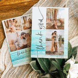 Tack för det moderna manuset 5 foton från bröllop kort