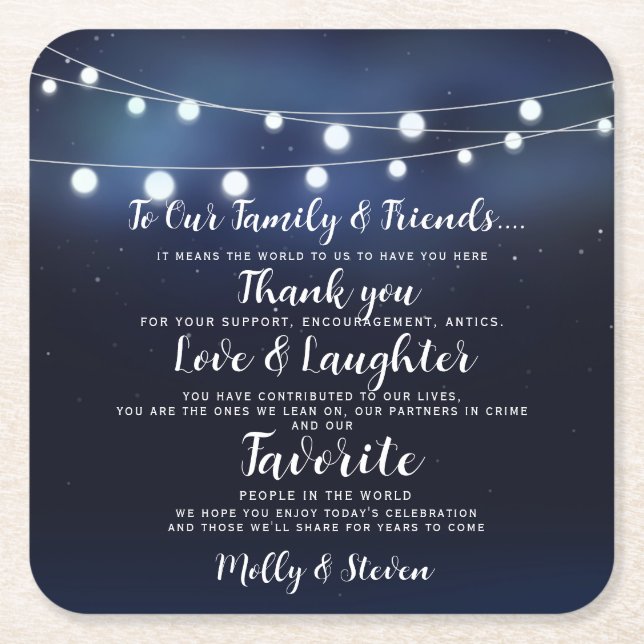 Tack för det moderna party/bröllop underlägg papper kvadrat (Framsidan)