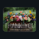Tack för det moderna vita typografifotot bröllop magnet<br><div class="desc">elegant tack för att du har en modern fotografi av vit typ bröllop</div>