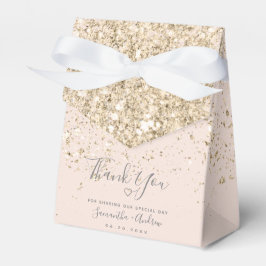 Tack för det  rosan i guld glitter, bröllop presentaskar