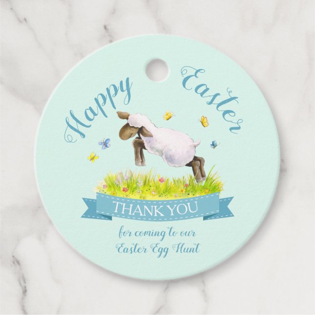 Tack för det söta akvblåblåa Påsk Gåvor Etiketter (Framsida)