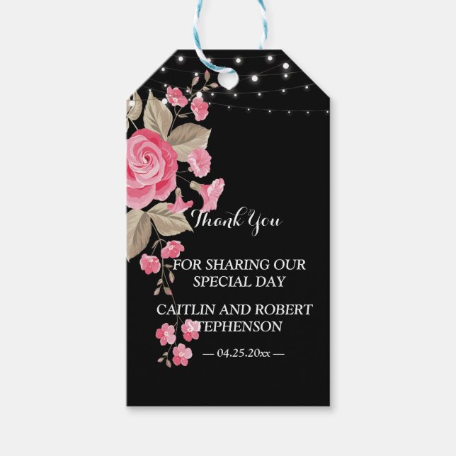 Tack för det vismliga String Ljus Black Presentetikett (Framsidan)