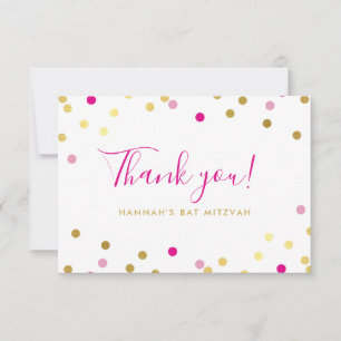 TACK FÖR DIG BAT MITZVAH glitterkonfetti fläck gul Kort