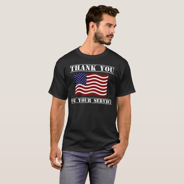 Tack för din amerikanska Flagga T-shirt (Hel framsida)