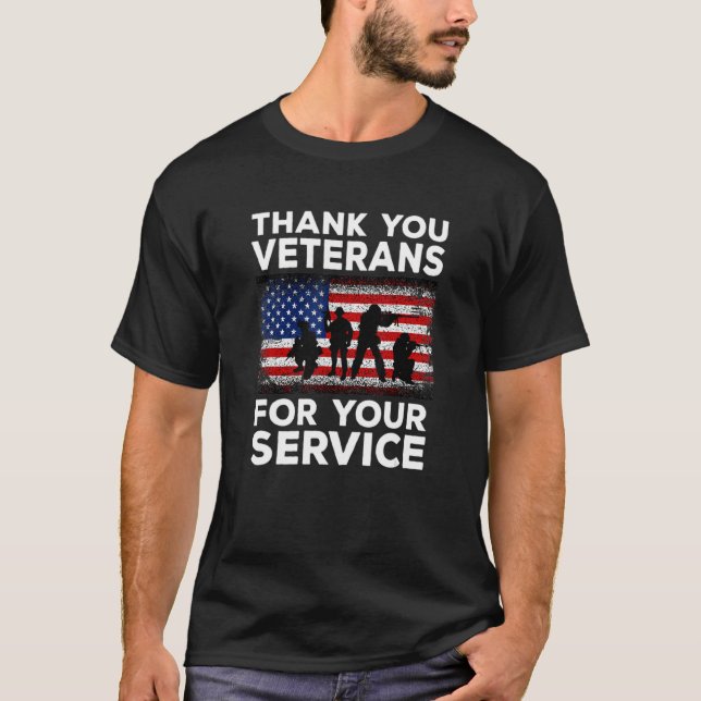 Tack för din amerikanska Flagga Veteran T Shirt (Framsida)