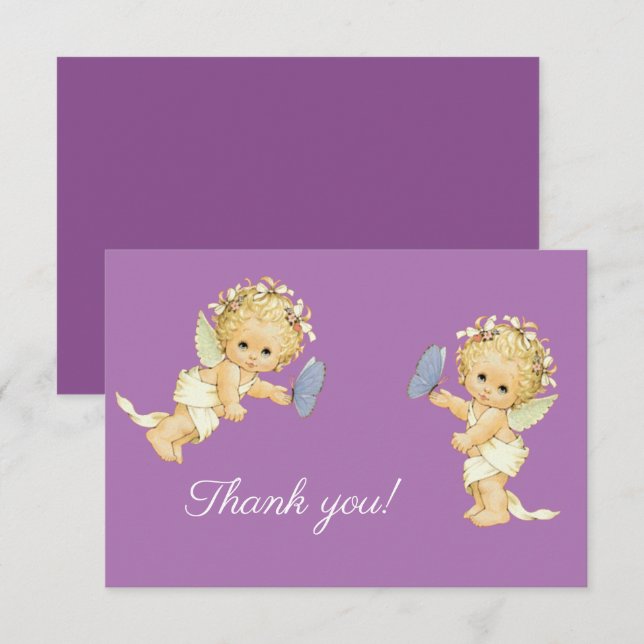 Tack för din ängel med fjäril kort (Fram/baksida)