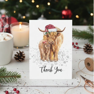 Tack för din babyvisa Highland Cow-jul Anteckningskort