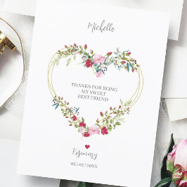 Tack för din bästa vänner Blommigt Hjärta i rött o Vykort