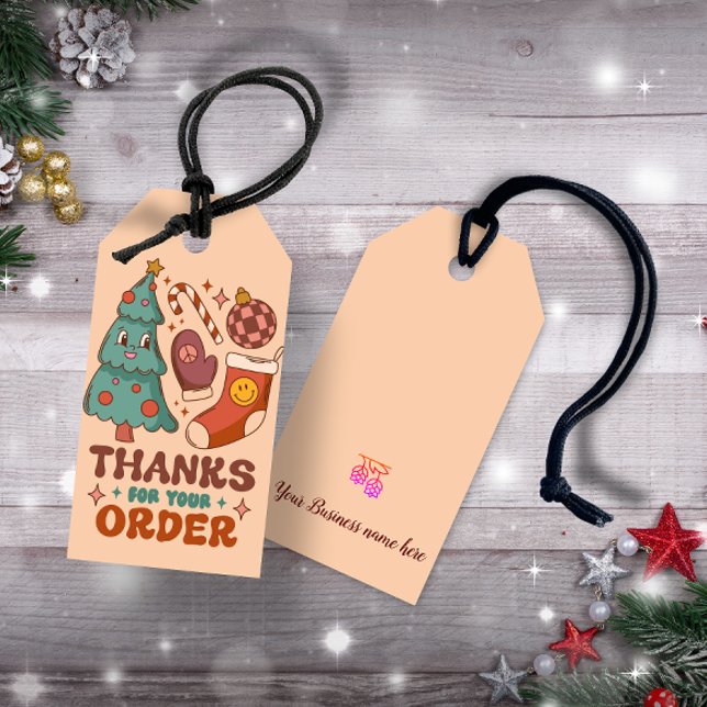 Tack för din beställning, anpassade jultid presentetikett (Thanks for your order customized retro Christmas Gift Tags)