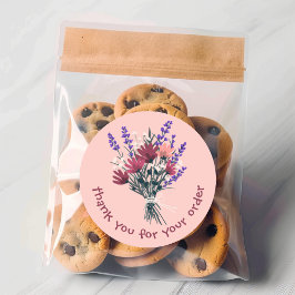 "Tack för din beställning" Anpassningsbarna Flower Runt Klistermärke