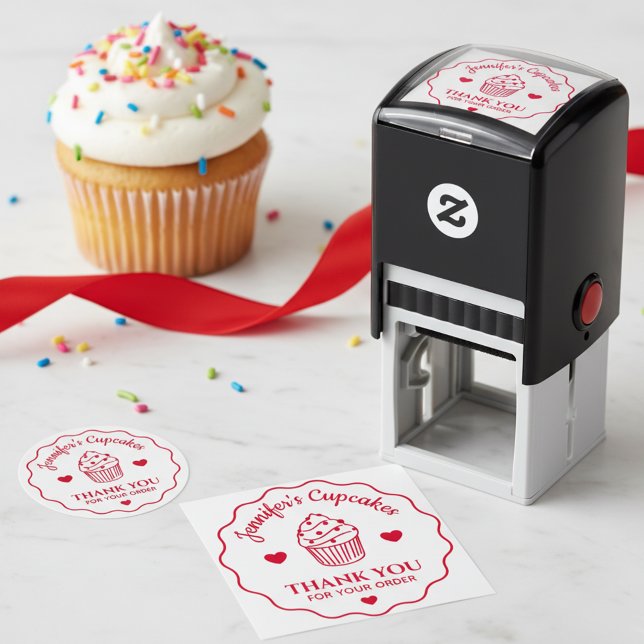Tack för din beställning Bagare Cupcake-stämpel Självfärgande Stämpel (Thank you for your order self inking stamp 🧁)