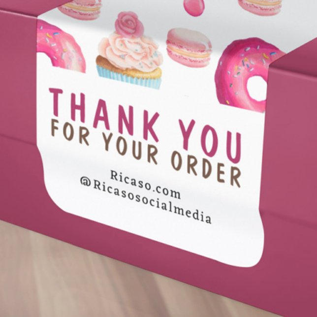 Tack för din beställning Donut och Cupkaka Mönster Fraktsedel (Thank You For Your Order Donut and Cupcake Pattern Labels by Ricaso. Craft baker business products)