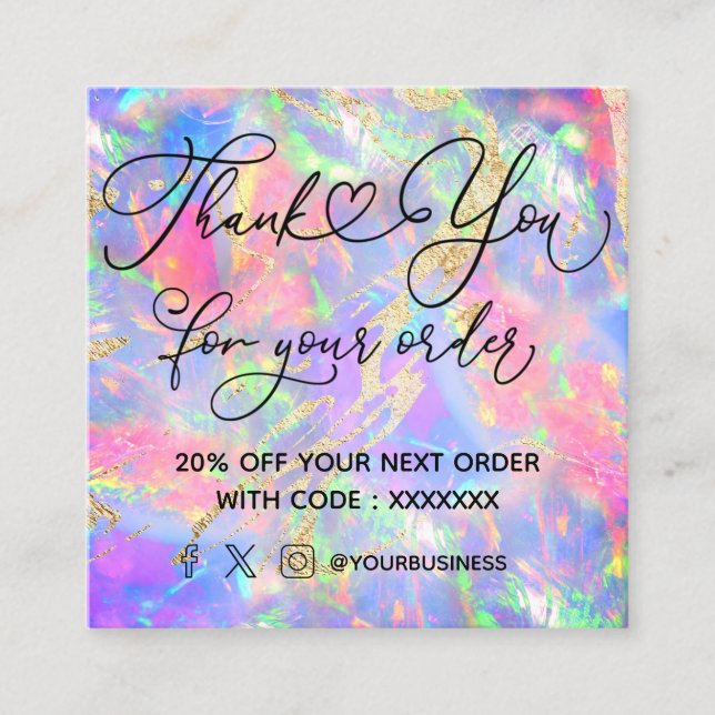 Tack för din beställning. fyrkantigt visitkort (Framsida)