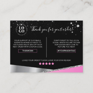 tack för din beställning Glam Rosa Diamond Visitkort