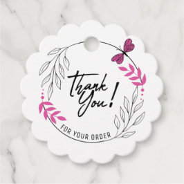 Tack för din beställning med rosa Butterfly Gåvor Etiketter