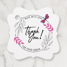 Tack för din beställning med rosa Butterfly Gåvor Etiketter