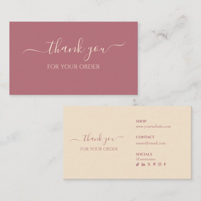 Tack för din beställning Rose Gold Visitkort (Fram/baksida)