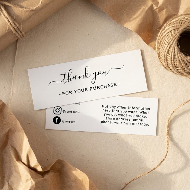 Tack för din beställning, social media litet visitkort (Thank you for your order, social media.)