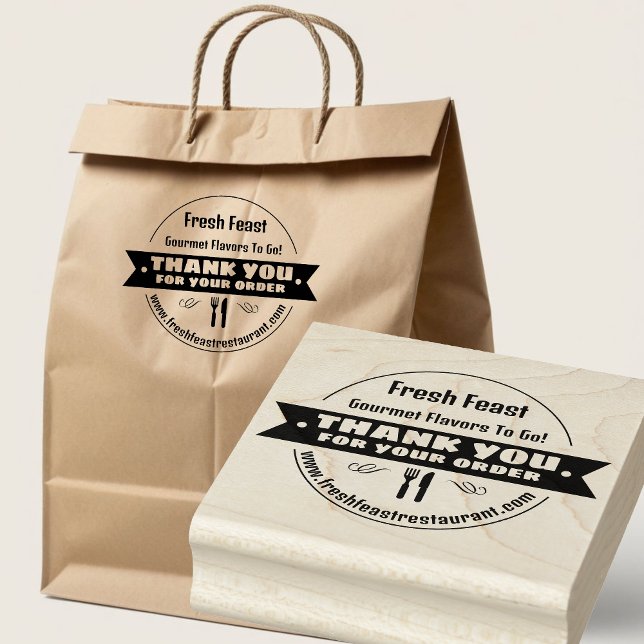 Tack för din beställning Takeaway-mat Personlig Stämpel (🍴 Stamp your brand on every order! 🛍️)