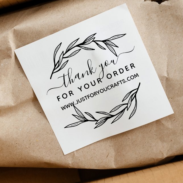 Tack för din beställningsbrottsling Löv Stämpel (Thank You For Your Order Laurel Leaf Rubber Stamp)