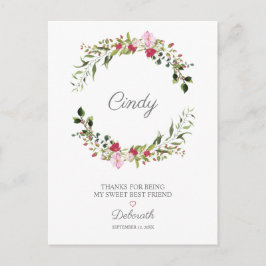 Tack för din Bestkompisars Blommigt Wandein Red & Vykort