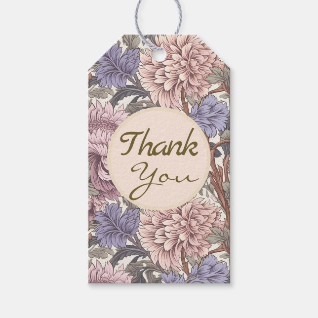 Tack för din blomsterträdgård Lila Girly Presentetikett (Framsidan)