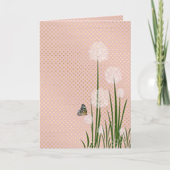 Tack för din fjäril på puff-blomman. (Framsida)