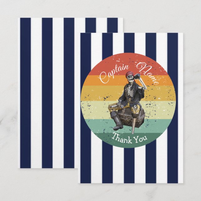 Tack för din födelsedag .Pirat nautisk Kort (Fram/baksida)