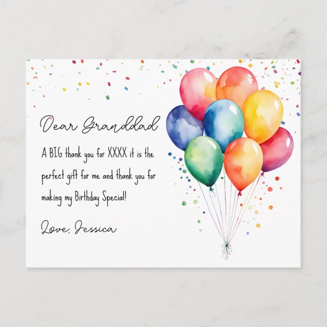 Tack för din födelsedag vykort (Framsida)