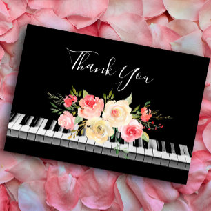 Tack för din kalligrafi av piano rosa gult bouquet kort