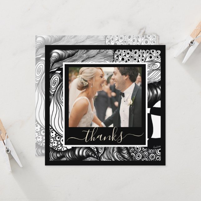 Tack för din moderna elegant, svart och vitt med f (Fram/Back In Situ)