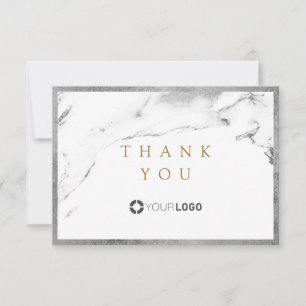 Tack för din moderna faux silver marble luxe-affär kort