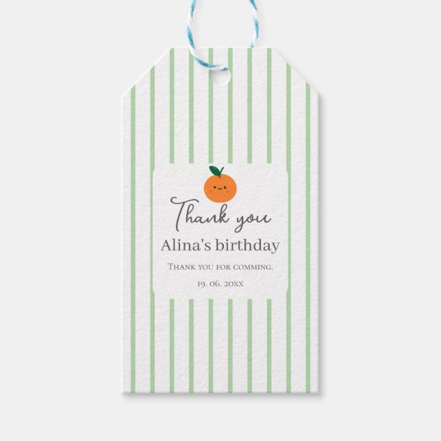 Tack för din moderna retropastel Grönt rand Presentetikett (Framsidan)