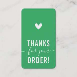 TACK FOR DIN ORDER FÖR IN modern LÖV GRÖNT Visitkort