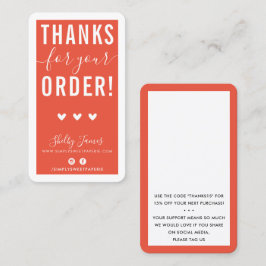 TACK FÖR DIN ORDER infogar modern orange Visitkort