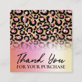 Tack för din order leopard och holografi fyrkantigt visitkort