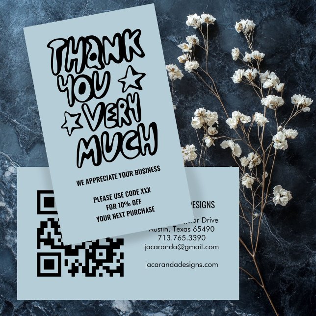 Tack för din orderdiskonteringsKOD QR-kod Visitkort (Thanks for Your Order DISCOUNT CODE QR Code Business Card
)