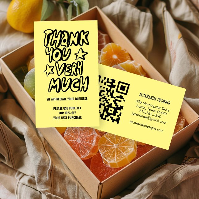 Tack för din orderdiskonteringsKOD QR-kod Visitkort (Thanks for Your Order DISCOUNT CODE QR Code Thank You for your Business Card
)