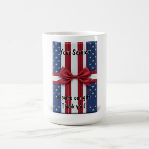 Tack för din service-etikett kaffemugg