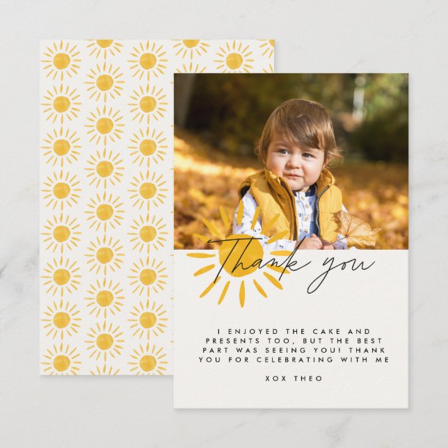 Tack för din söta roligt vattenfärg sol födelsedag (Fram/baksida)