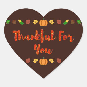 Tack för din Thanksgiving Hjärtformat Klistermärke