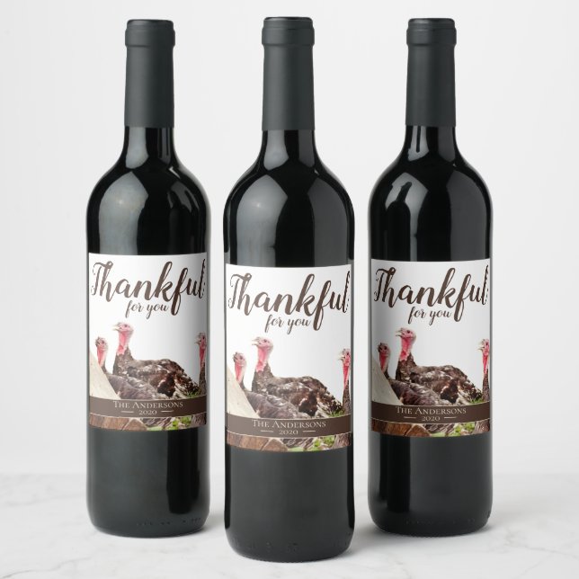 Tack för din Thanksgiving Vin-etikett Vinflaska Etikett (Flaskor)
