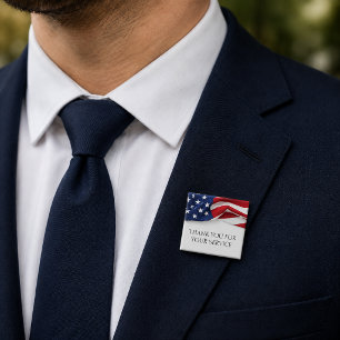 Tack för din tjänst amerikansk flagga knapp
